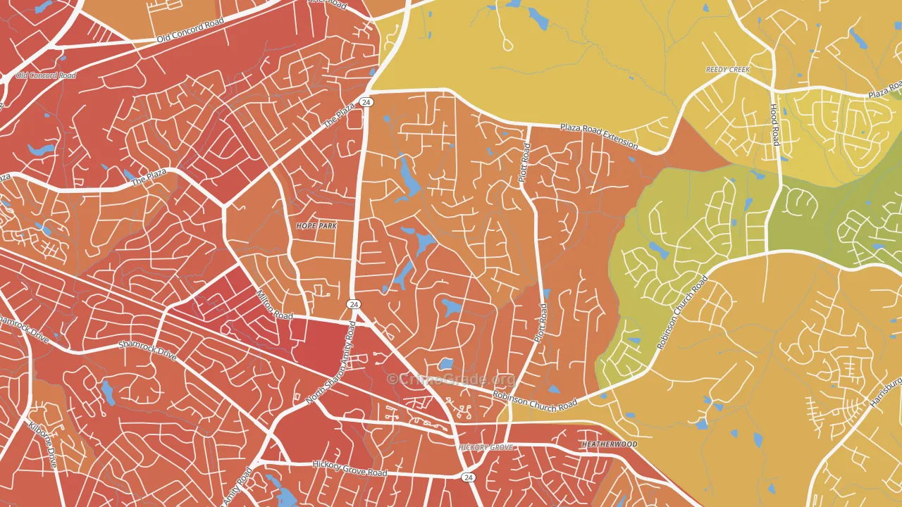 Hickory Grove, Charlotte, NC Map of Murder Rates