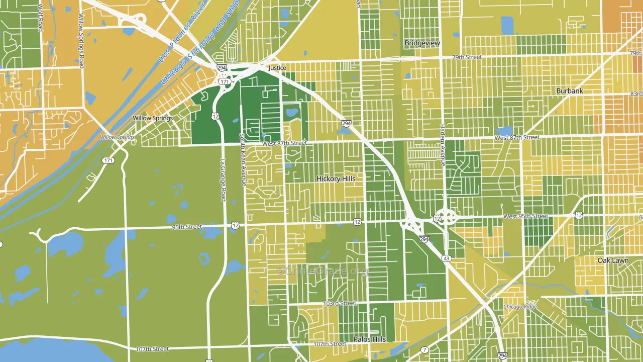 Hickory Hills, IL Map of Murder Rates