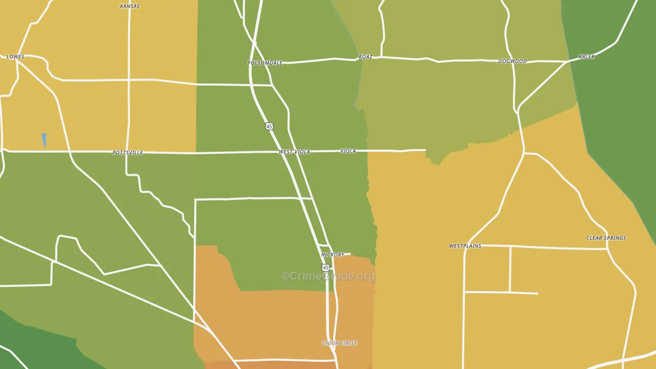 Hickory, KY Map of Murder Rates