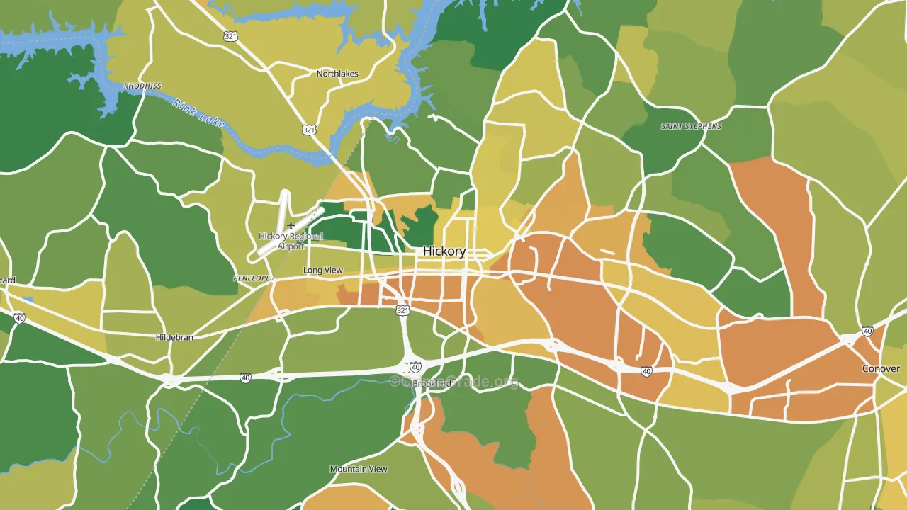 Hickory, NC Map of Murder Rates