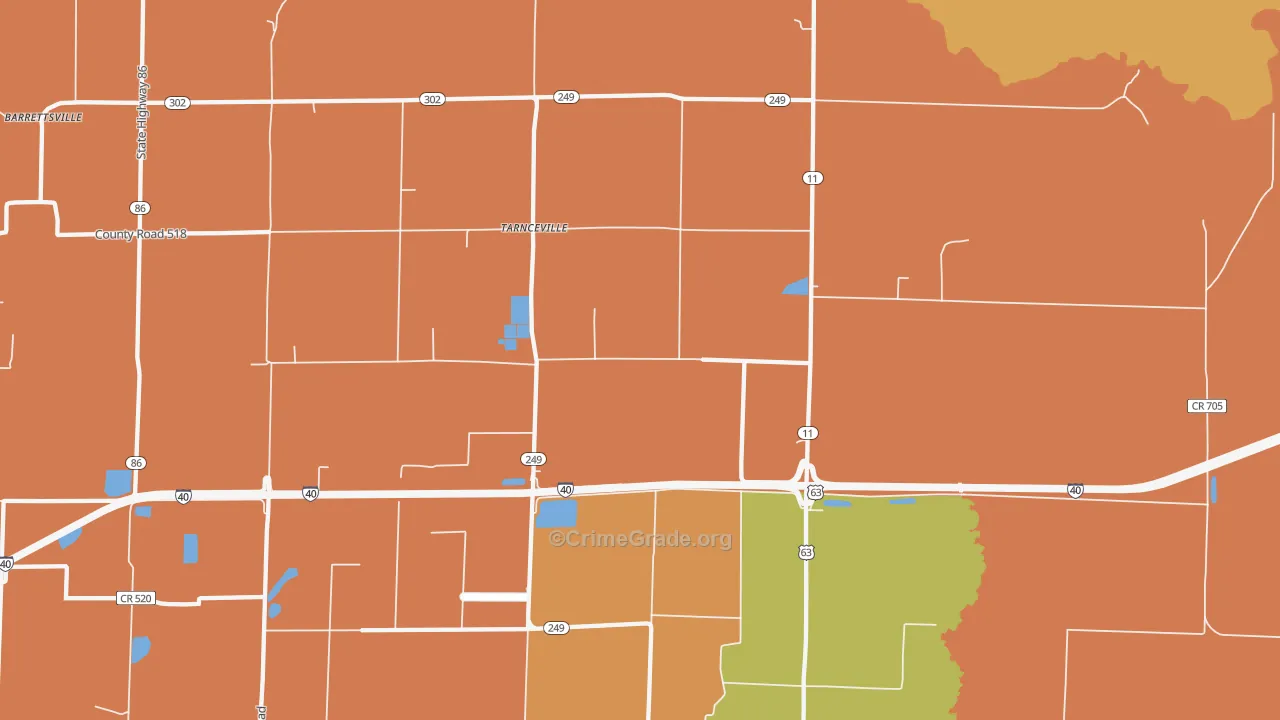 Hickory Plains, AR Map of Murder Rates