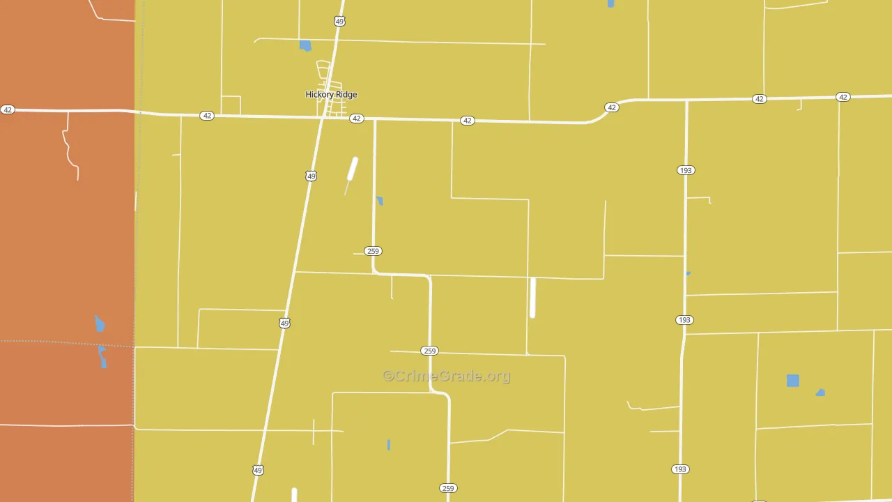 Hickory Ridge, AR Map of Murder Rates