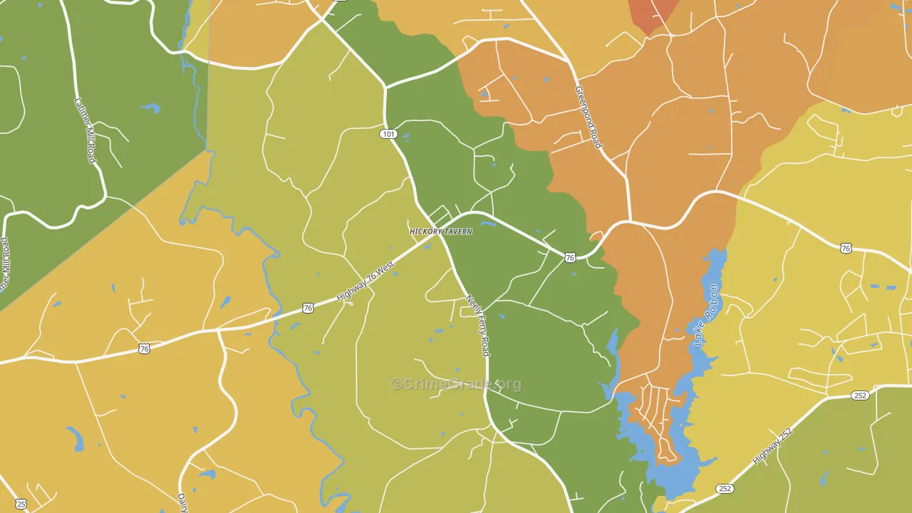 Hickory Tavern, SC Map of Murder Rates