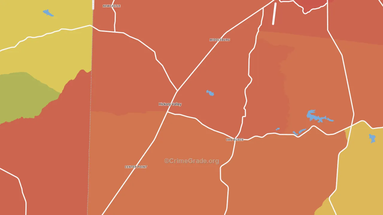 Hickory Valley, TN Map of Murder Rates