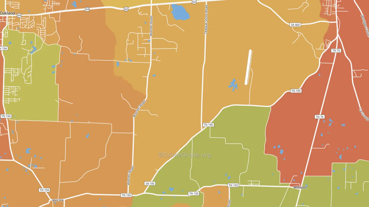 Hickory Withe, TN Map of Murder Rates