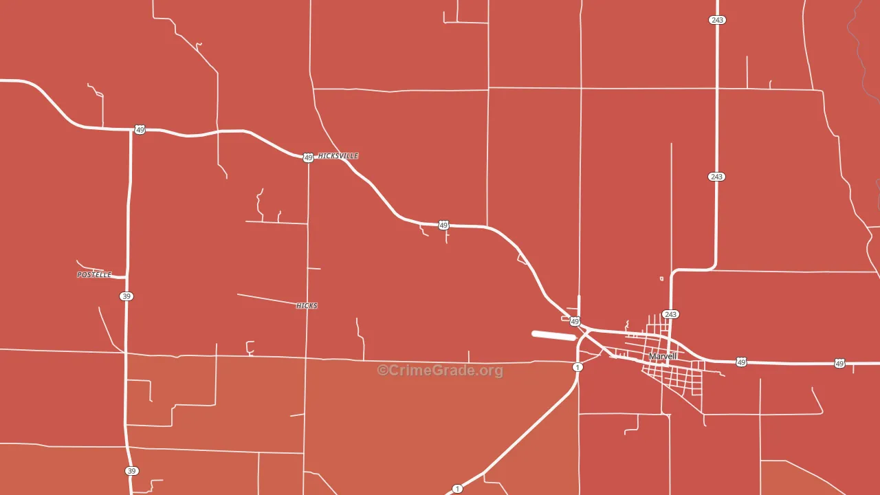 Hicks, AR Map of Murder Rates