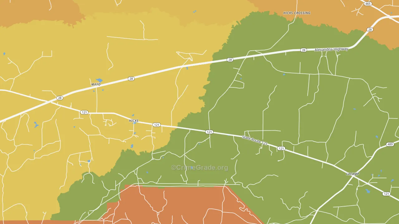 Hicks, LA Map of Murder Rates
