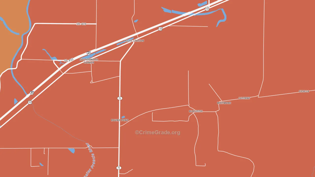 Hicks Station, AR Map of Murder Rates