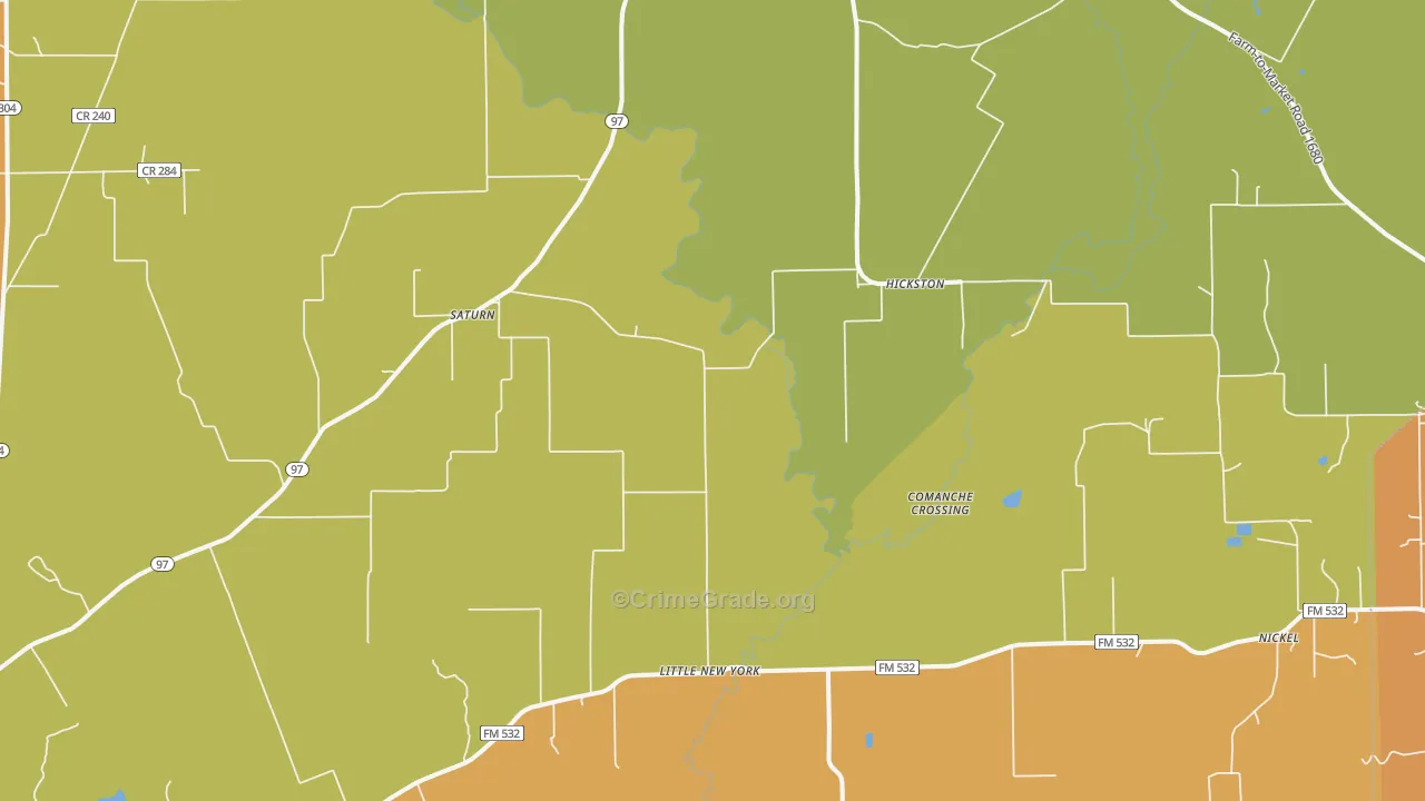 Hickston, TX Map of Murder Rates