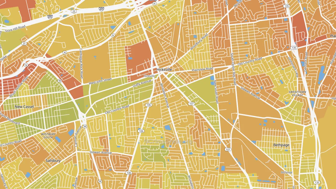Hicksville, NY Map of Murder Rates