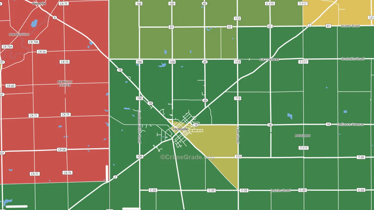 Hicksville, OH Map of Murder Rates