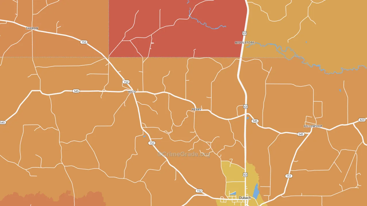 Hico, LA Map of Murder Rates