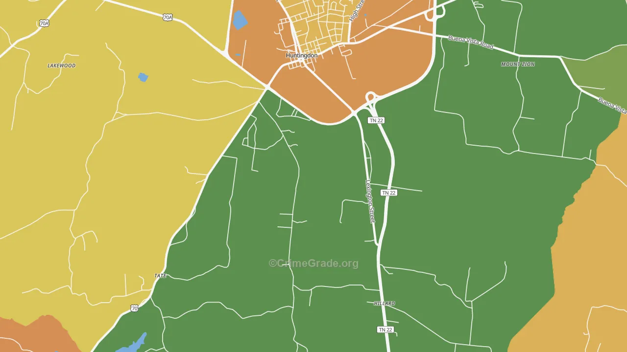 Hico, TN Map of Murder Rates