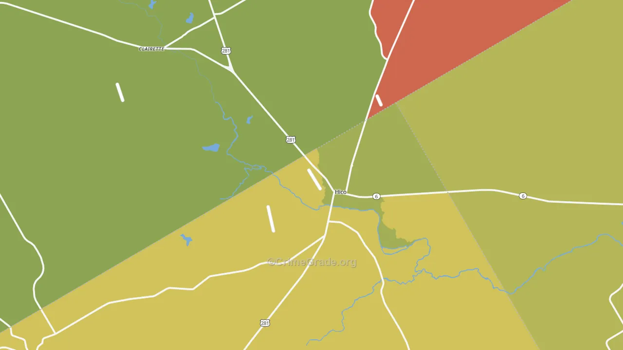 Hico, TX Map of Murder Rates