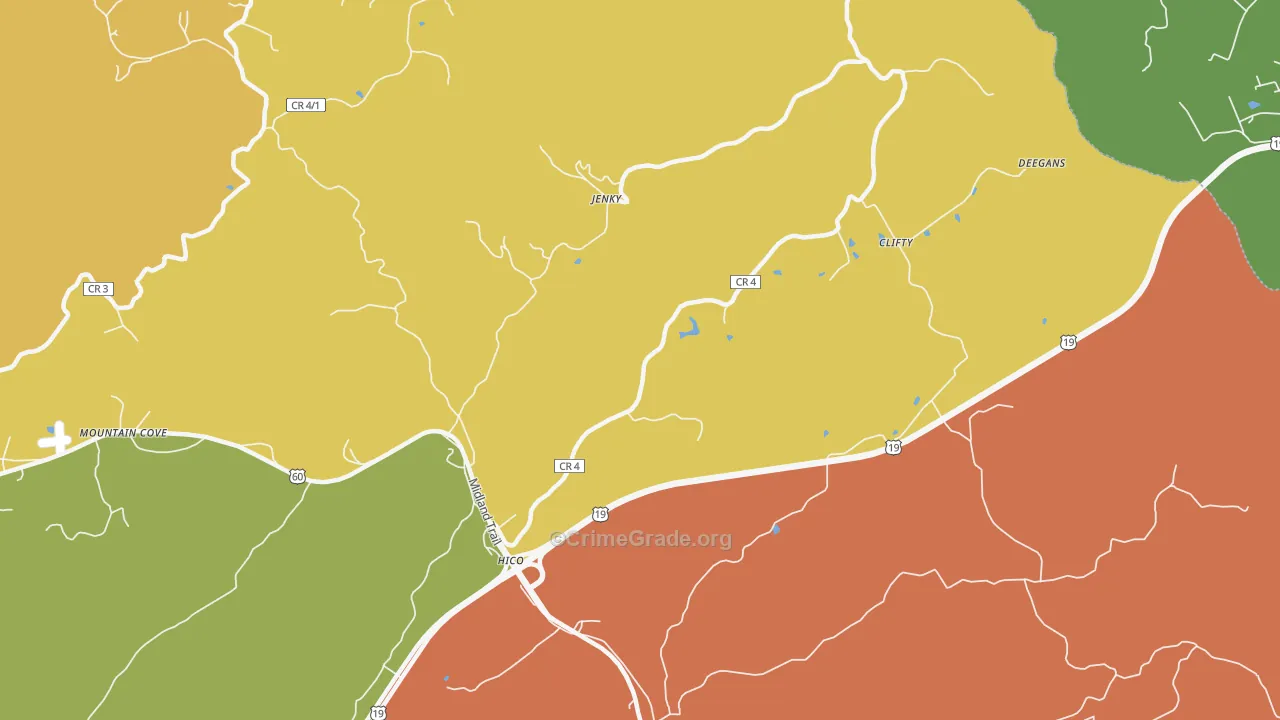 Hico, WV Map of Murder Rates