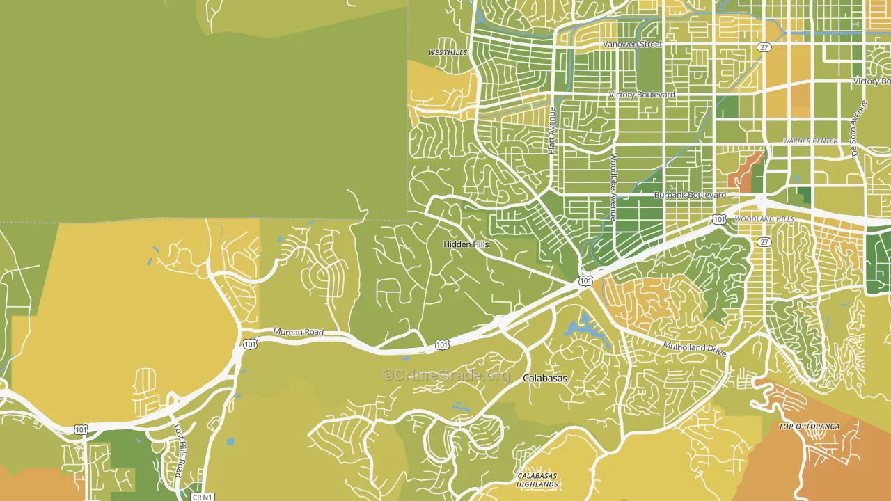 Hidden Hills, CA Map of Murder Rates