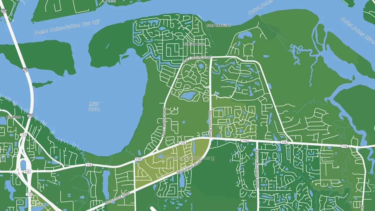 Hidden Hills, Jacksonville, FL Map of Murder Rates
