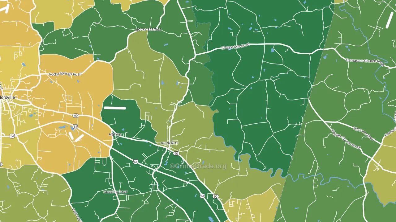 Hiddenite, NC Map of Murder Rates