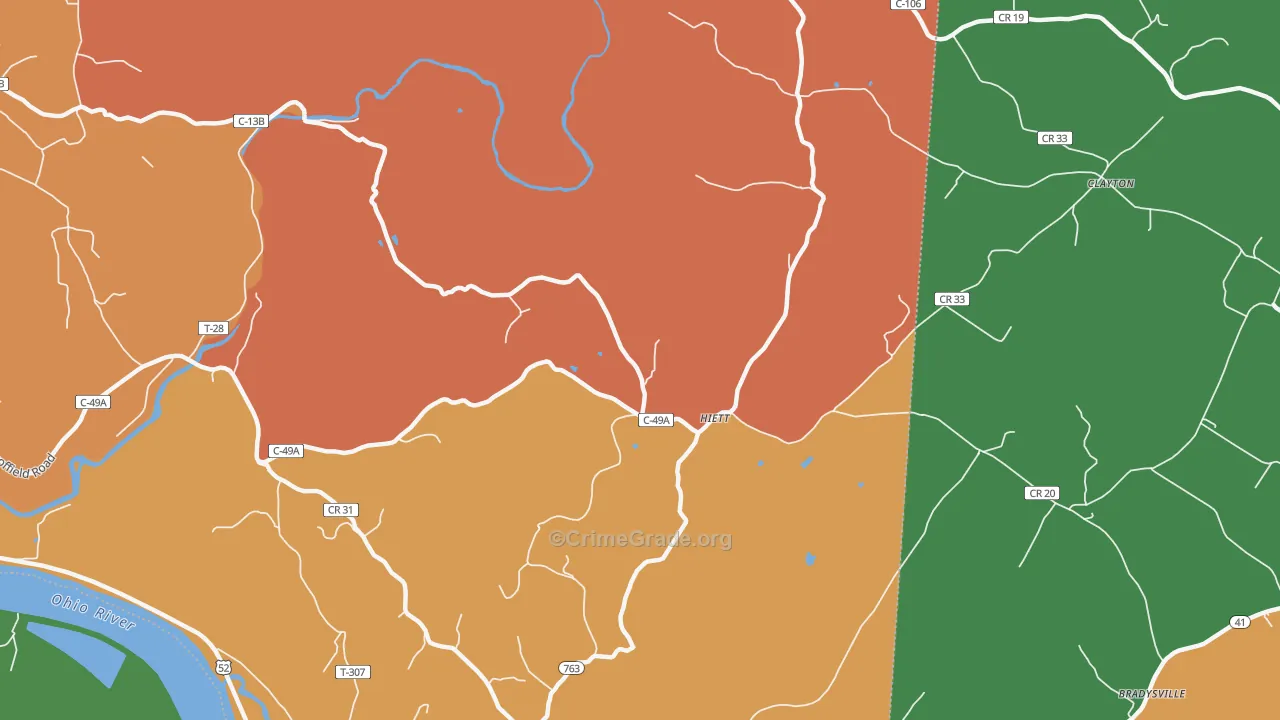 Hiett, OH Map of Murder Rates