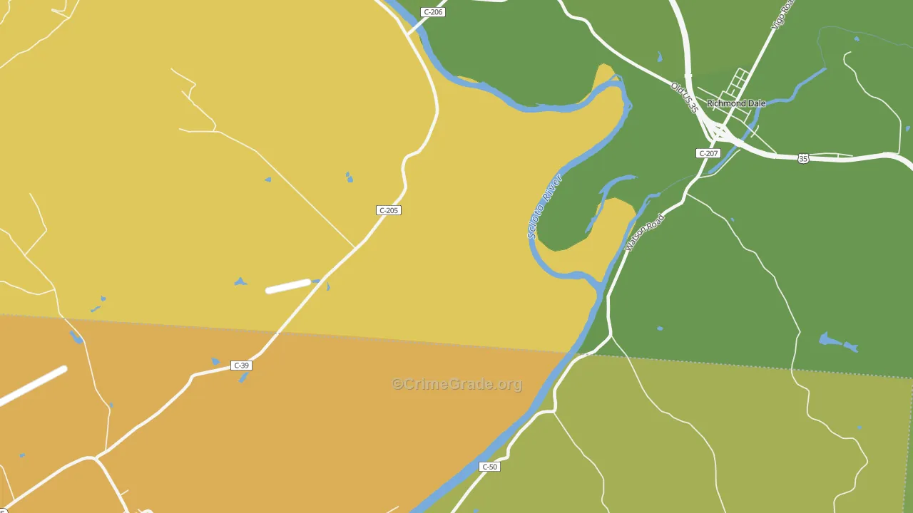 Higby, OH Map of Murder Rates