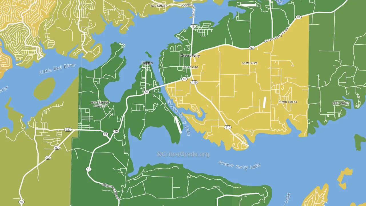 Higden, AR Map of Murder Rates