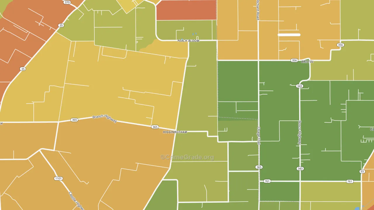 Higginbotham, LA Map of Murder Rates