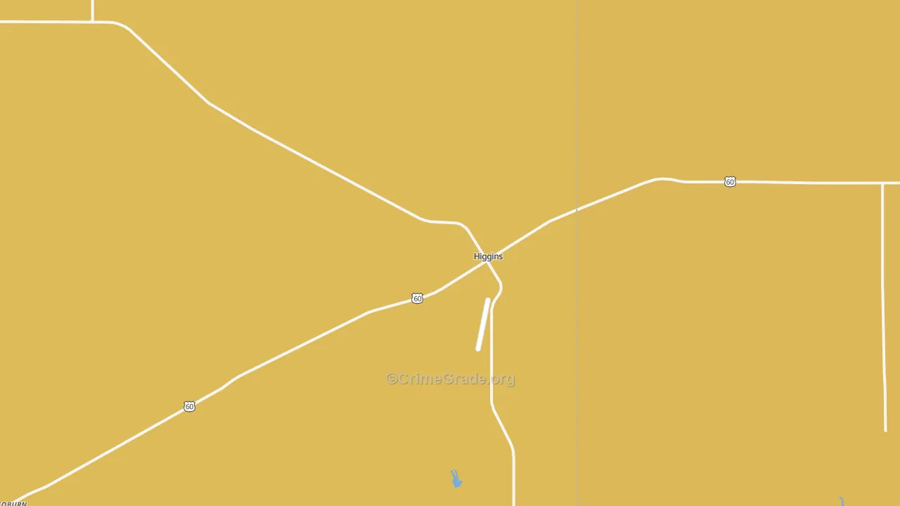 Higgins, TX Map of Murder Rates