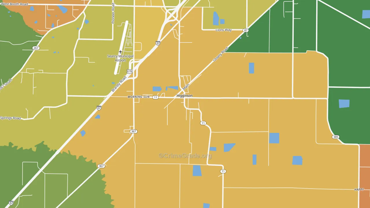 Higginson, AR Map of Murder Rates