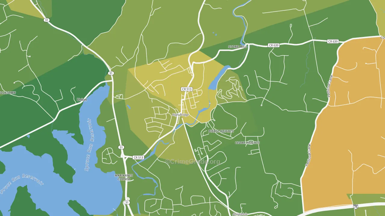 High Bridge, NJ Map of Murder Rates