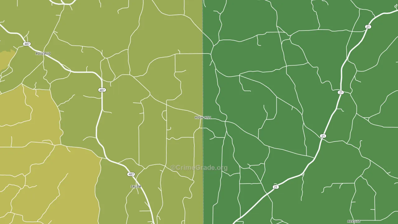 High Hill, MS Map of Murder Rates