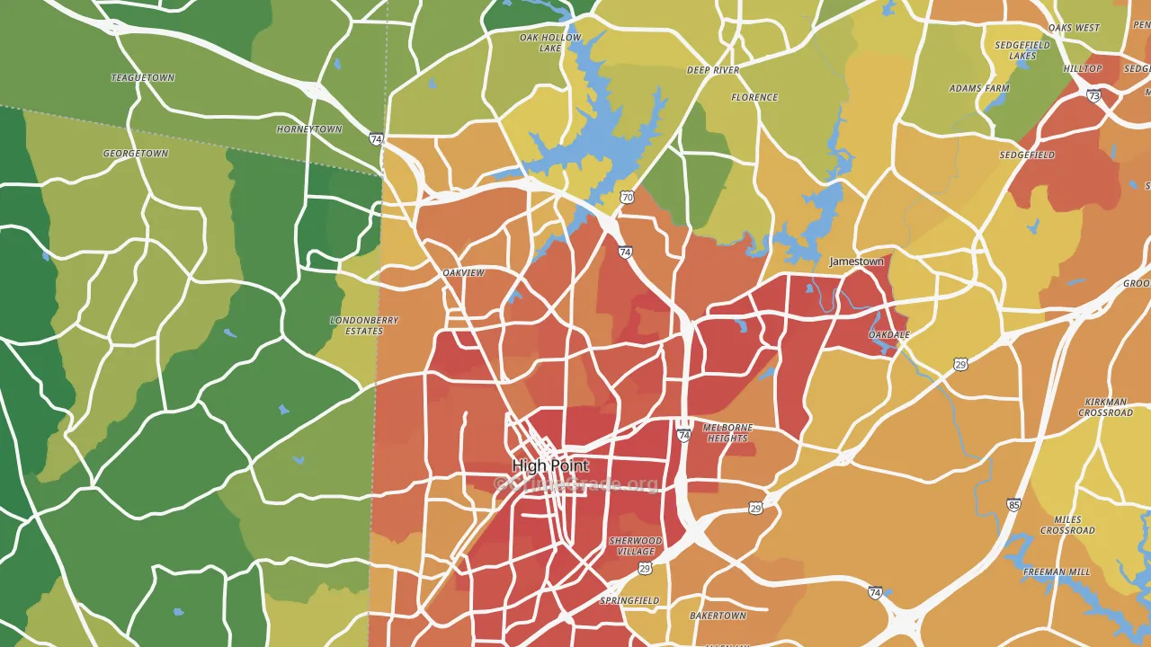 High Point, NC Map of Murder Rates