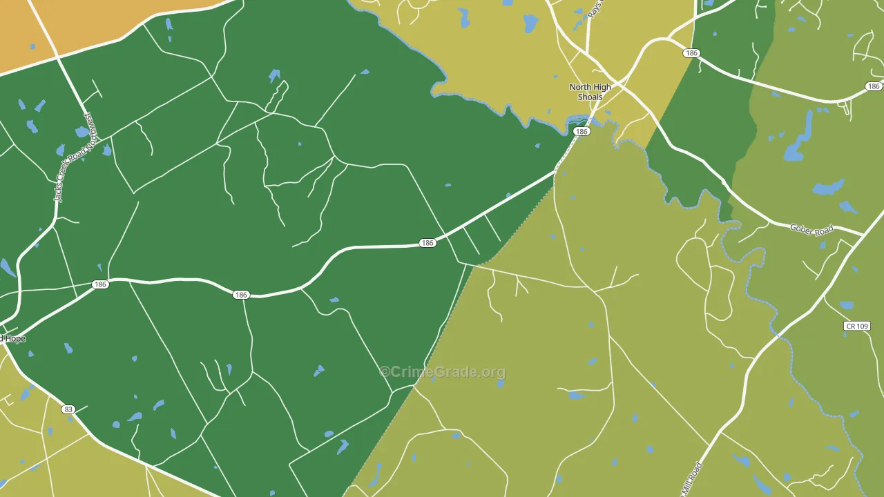 High Shoals, GA Map of Murder Rates