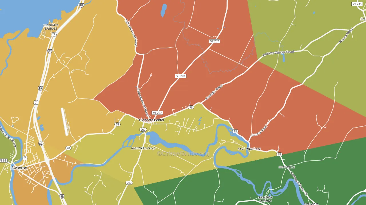 Highgate Center, VT Map of Murder Rates