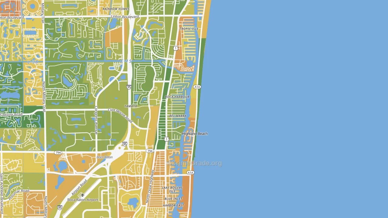 Highland Beach, FL Map of Murder Rates