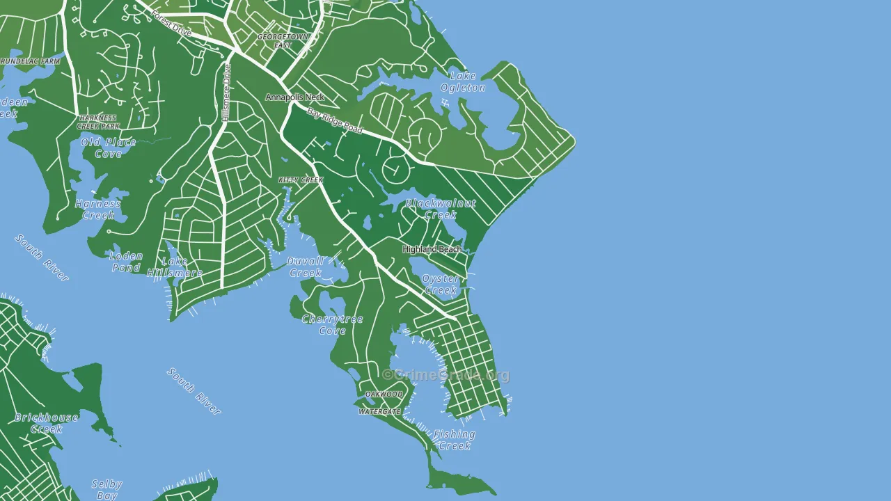 Highland Beach, MD Map of Murder Rates