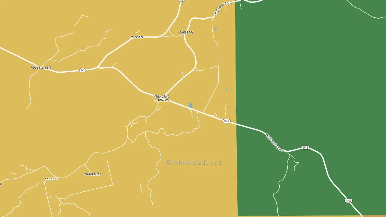 Highland Corners, PA Map of Murder Rates