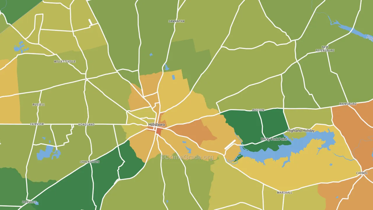 Highland County, OH Map of Murder Rates