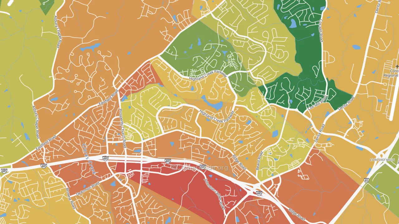Highland Creek, Charlotte, NC Map of Murder Rates