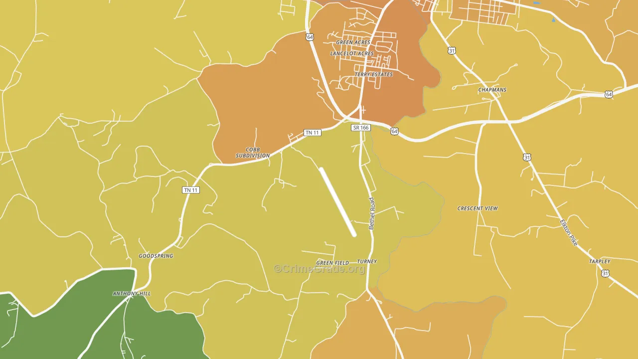 Highland Heights, TN Map of Murder Rates