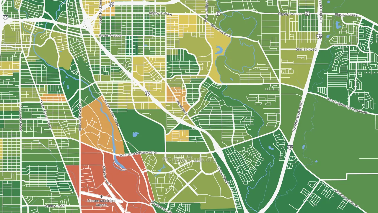 Highland Hills, San Antonio, TX Map of Murder Rates