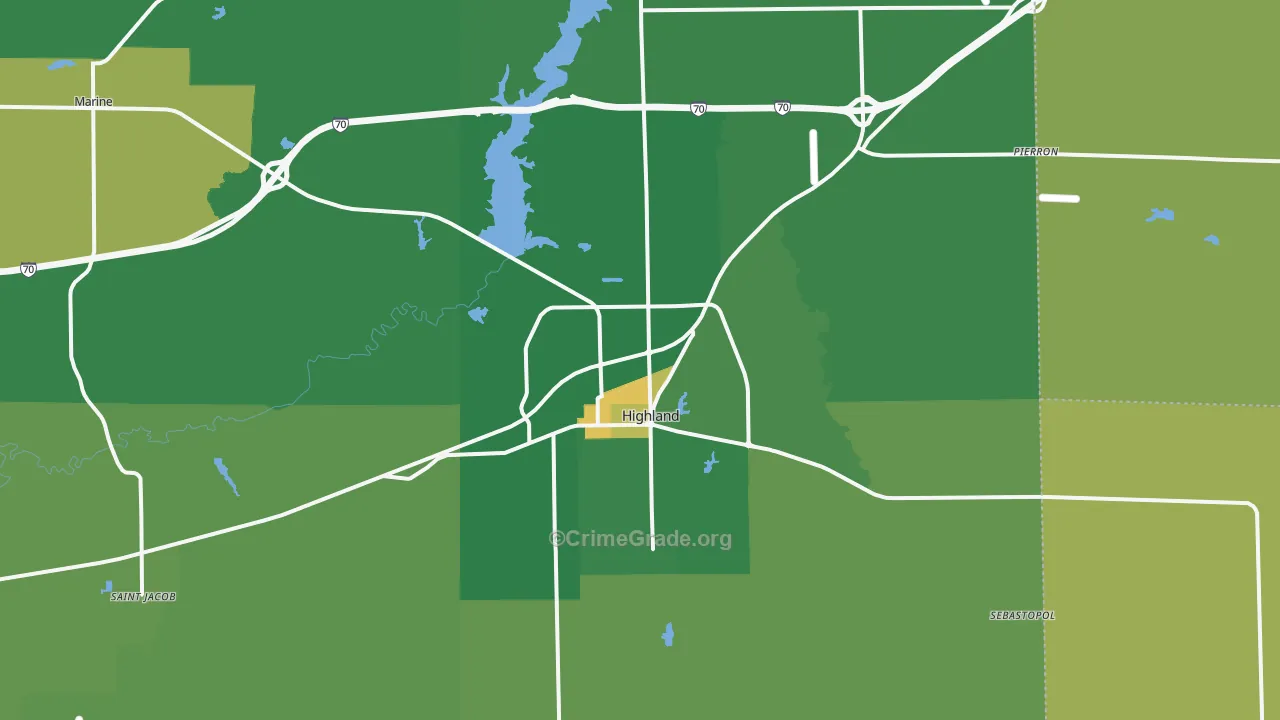 Highland, IL Map of Murder Rates
