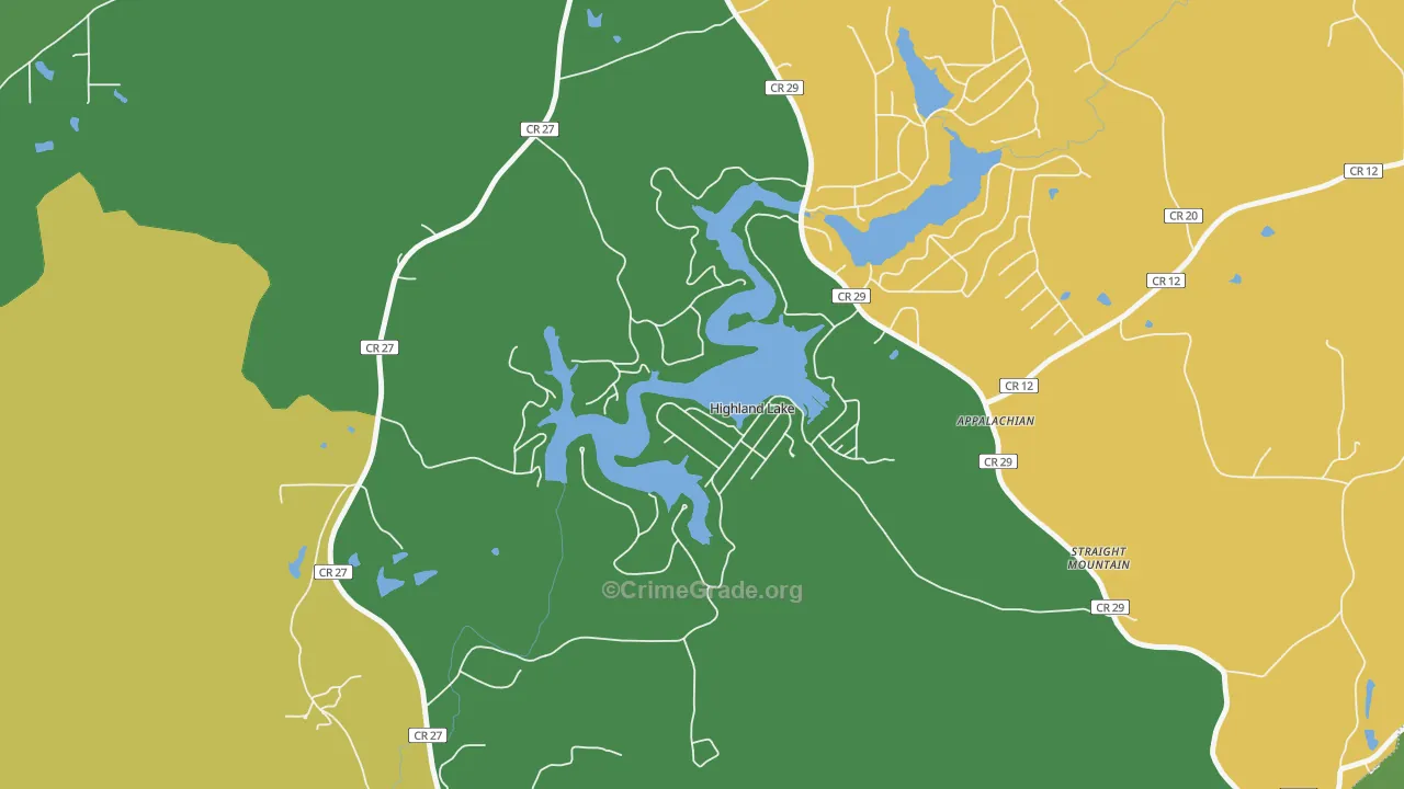 Highland Lake, AL Map of Murder Rates