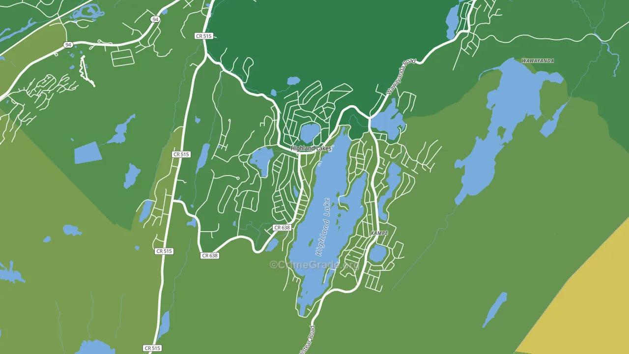 Highland Lake, NJ Map of Murder Rates