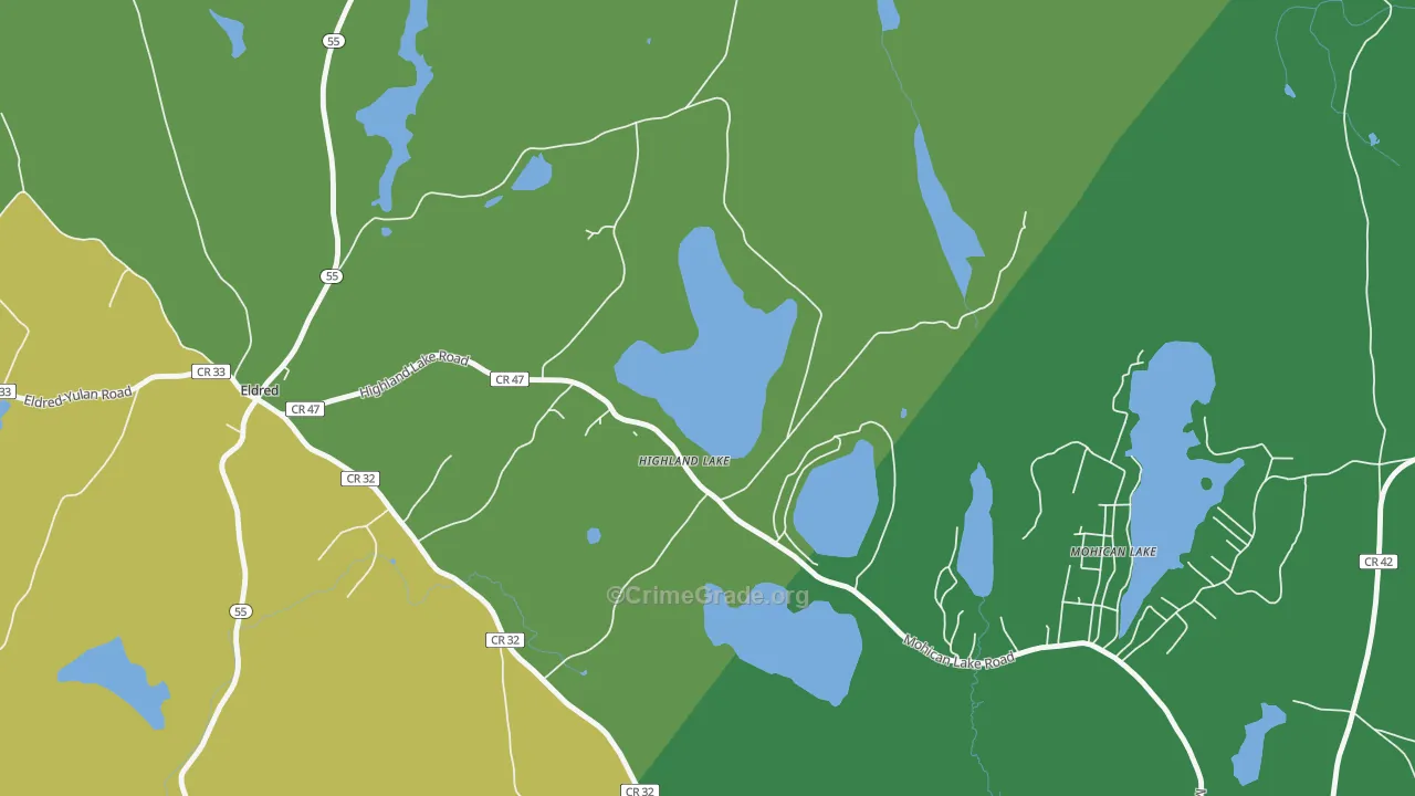 Highland Lake, NY Map of Murder Rates