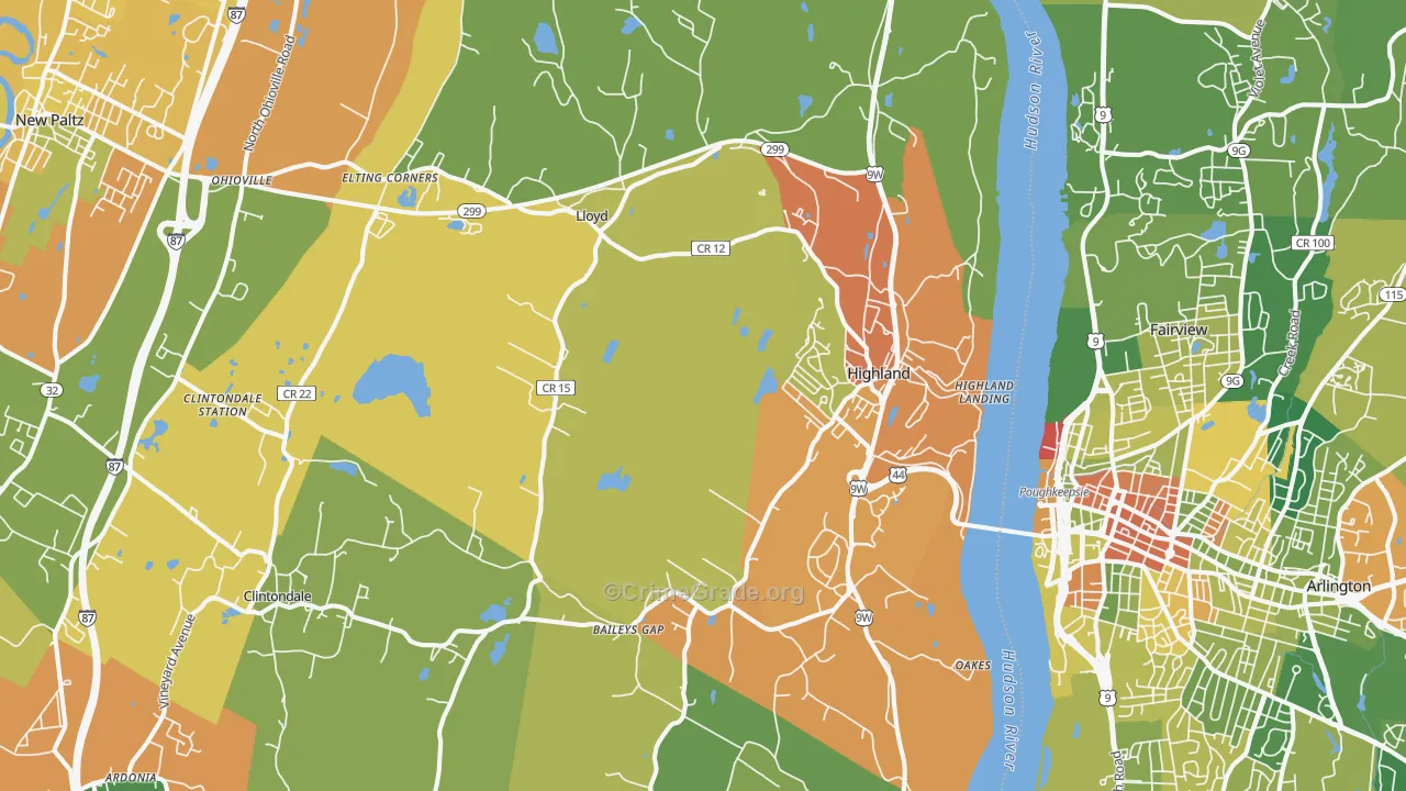 Highland, NY Map of Murder Rates