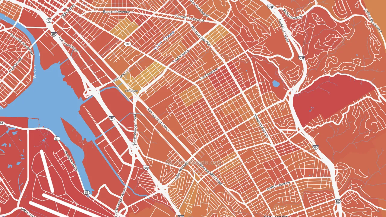 Highland, Oakland, CA Map of Murder Rates
