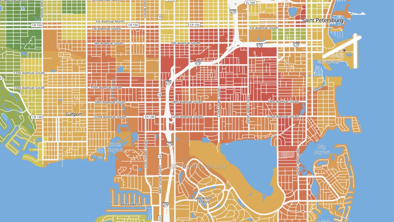 Highland Oaks, St. Petersburg, FL Map of Murder Rates