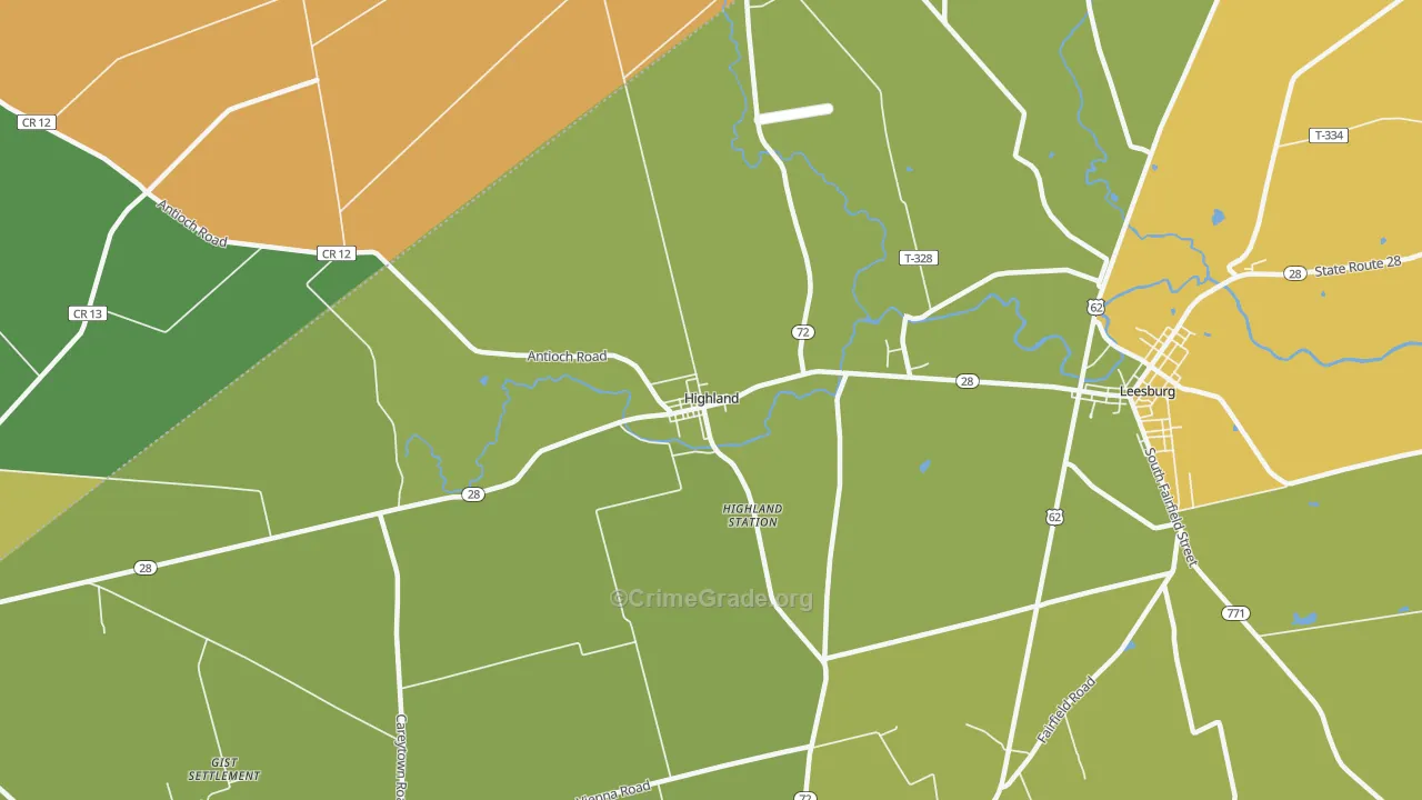Highland, OH Map of Murder Rates
