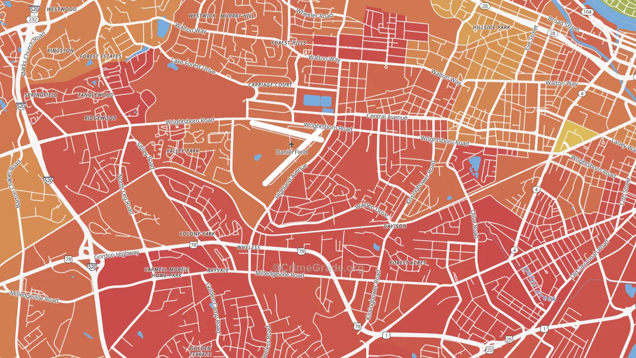Highland Park, Augusta, GA Map of Murder Rates