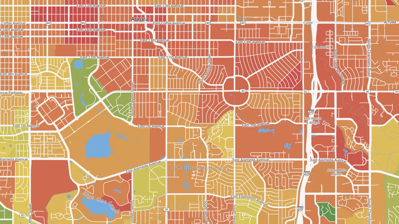 Highland Park, Aurora, CO Map of Murder Rates